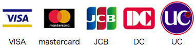 VISA，mastercard，JCB，DC，UC