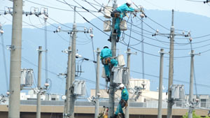 停電復旧作業訓練の様子