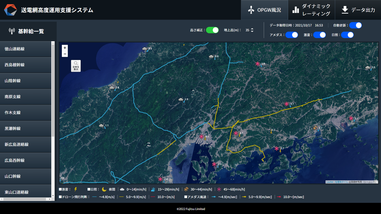 図4：送電網高度運用支援のプロトタイプシステムの画面イメージ